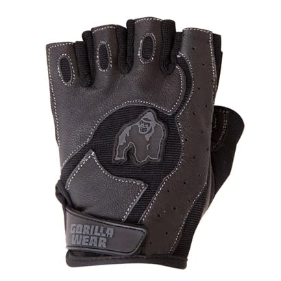 Musta Gorilla Wear Mitchell Training Gloves -treenihanska nahkayksityiskohdilla, logolla ja tarranauhalla., kuva 2/5