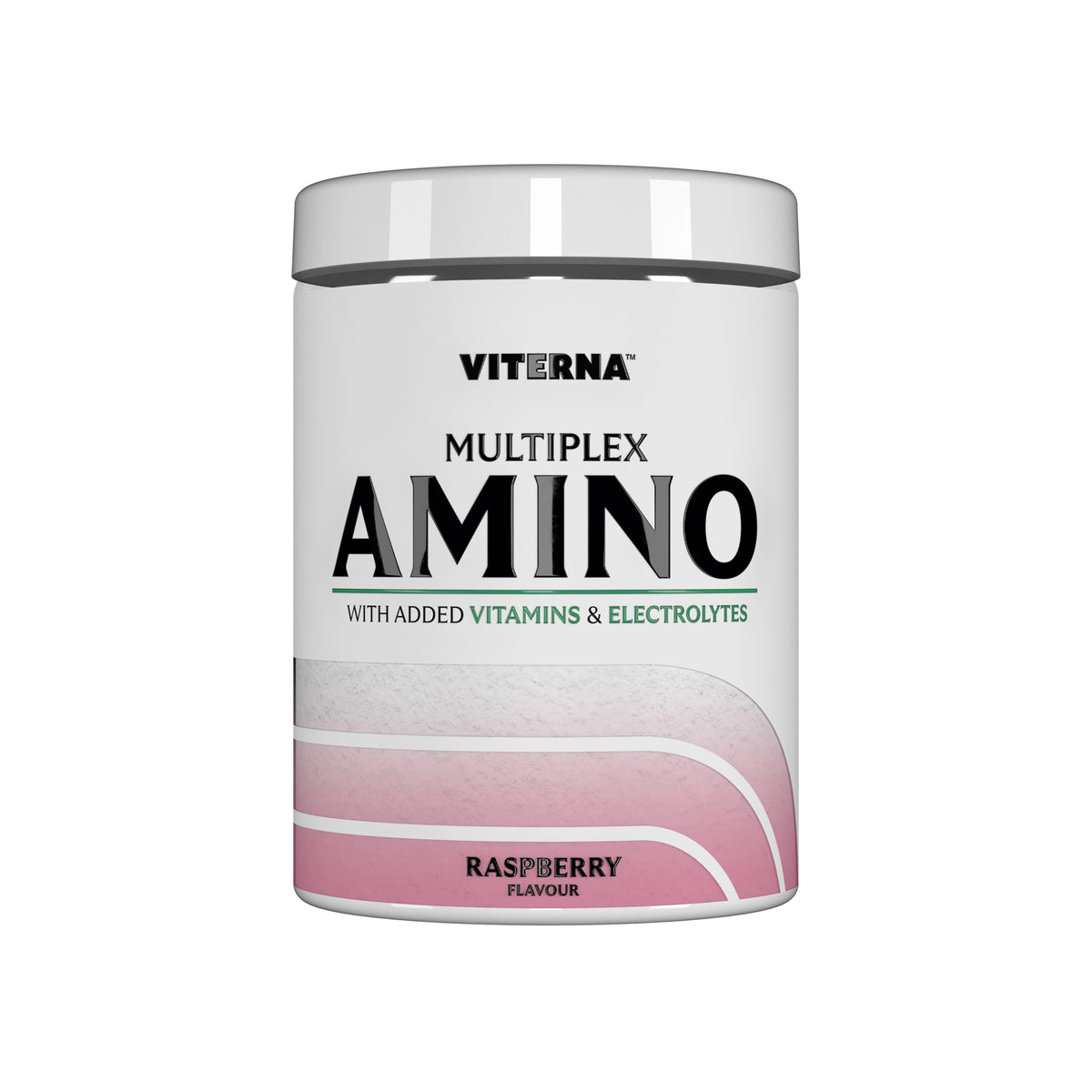 Viterna Multiplex Amino 400 g -aminohapot valkoisessa purkissa vihreillä yksityiskohdilla ja vadelmilla, makuna Raspberry., kuva 4/9