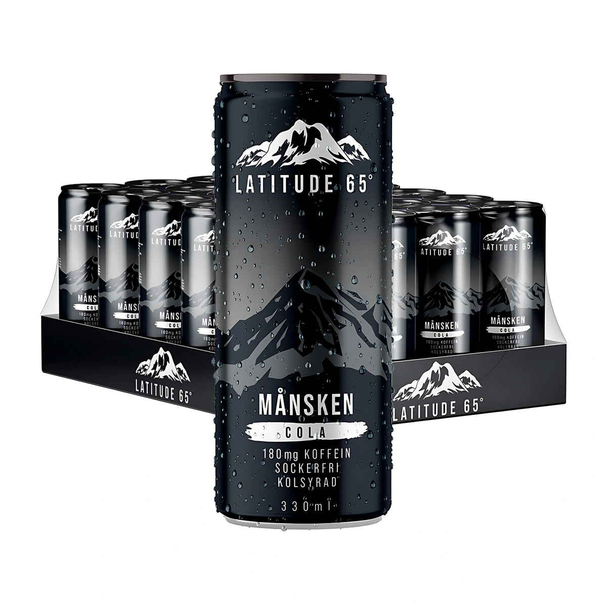24 x Latitude 65 330 ml Månsken - Cola 24-pakkauksessa mustissa tölkeissä colan maulla., kuva 1/1
