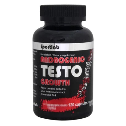 Sportlab Androgenic Testo Growth 120 caps mustassa purkissa punavalkoisella tekstillä lisäämään testosteronintuotantoa., kuva 1/1