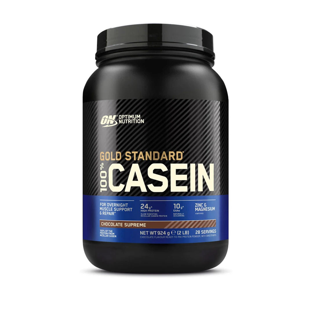 Optimum Nutrition 100% Casein Gold Standard 908 g -proteiinijauhe mustassa purkissa, makuna Chocolate Supreme., kuva 2/2