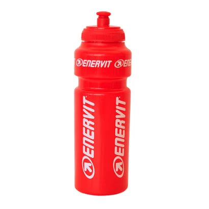 Punainen, urheilullinen Enervit Vattenflaska 750 ml -juomapullo valkoisilla logoilla ja kätevällä korkilla., kuva 1/1