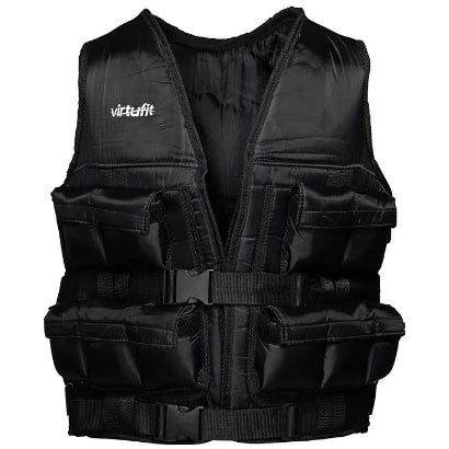 Musta Virtufit Adjustable Weight Vest 10 kg -painoliivi kestävästä nailonista, säädettävillä hihnoilla ja taskuilla., kuva 1/1