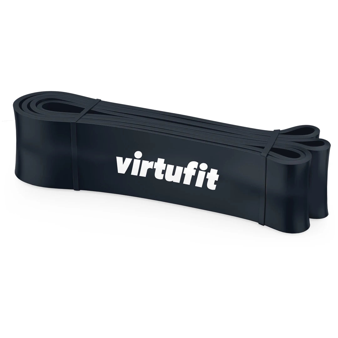 Leveä musta Virtufit Power Band Extra Strong -treeninauha valkoisella logolla., kuva 1/1