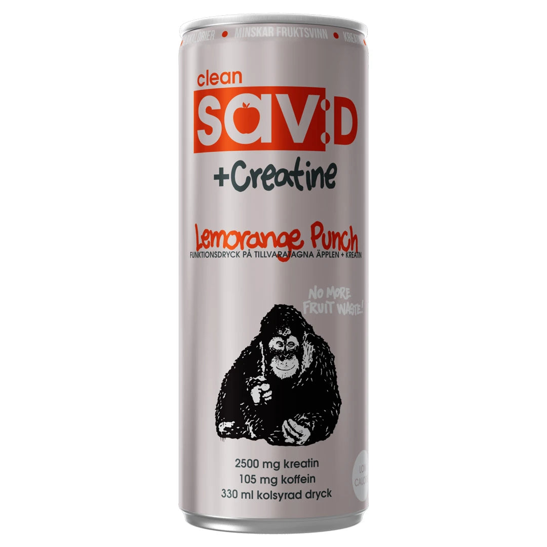 Clean sav:D PLUS 330 ml -juoma hopeisessa tölkissä oransseilla yksityiskohdilla, makuna Lemorange Punch., kuva 1/2