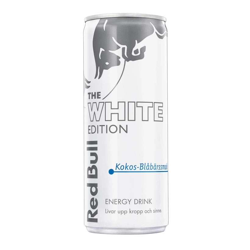 Red Bull energiajuoma 250 ml valkoisessa tölkissä, makuna White Edition Kookos-Mustikka., kuva 4/15