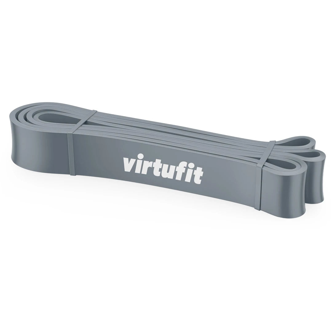 Harmaa Virtufit Power Band Medium -treeninauha PVC-materiaalia valkoisella logolla voimaharjoitteluun., kuva 1/1
