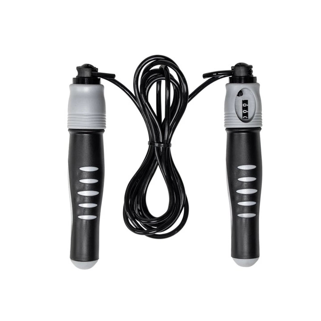 Musta Virtufit Skipping Rope With Counter -PVC-hyppynaru, jossa on ergonomiset kahvat ja sisäänrakennettu laskuri., kuva 1/1