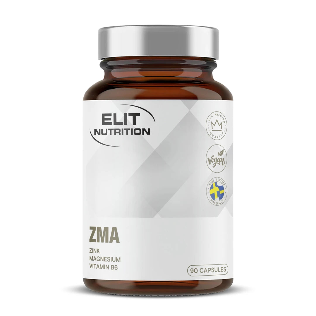 Elit Nutrition ZMA 90 caps ruskeassa purkissa, jossa on hopeanvärinen kansi ja valkoinen etiketti., kuva 1/1