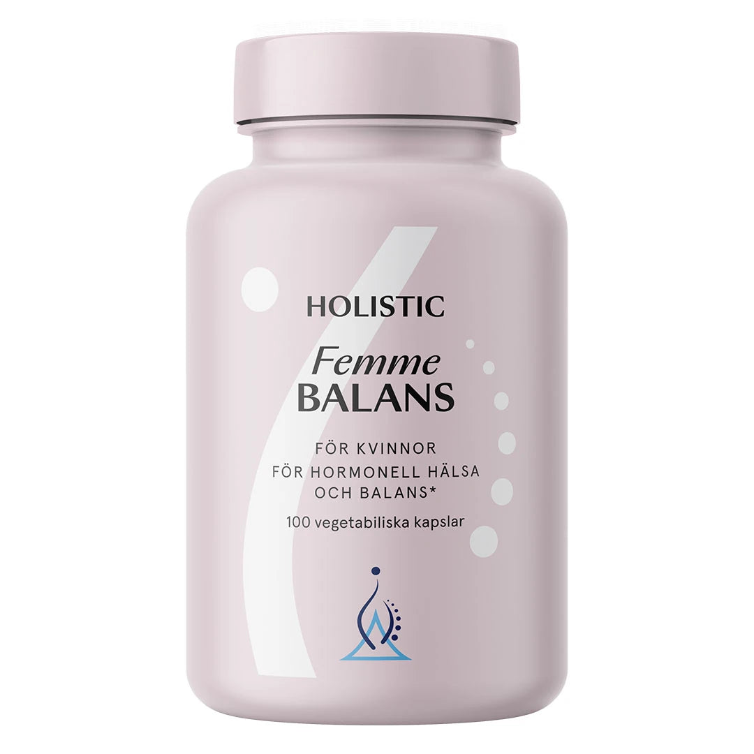 Holistic Femme Balans 100 caps -ravintolisä vaaleanpunaisessa muovipurkissa., kuva 1/1