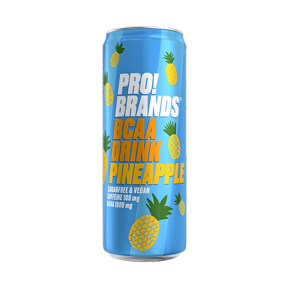 Pro Brands Drink 330 ml vaaleansinisessä ananaksilla koristellussa tölkissä, makuna Pineapple., kuva 4/4